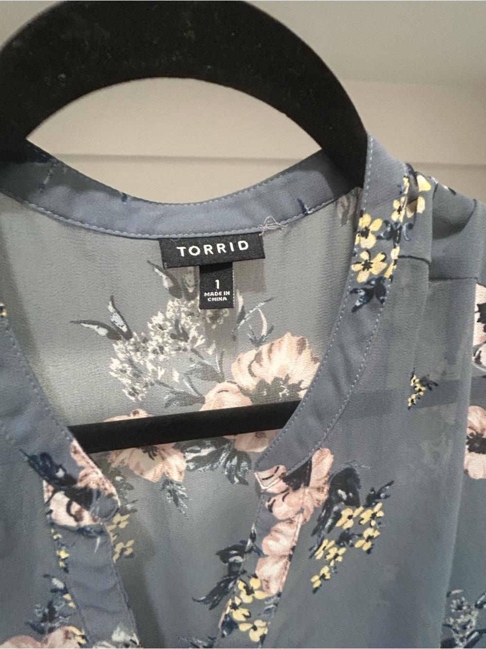 Torrid Blue Chiffon Floral Button-Front Dress - Picture 2 of 3